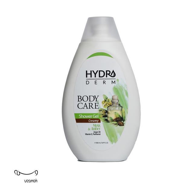 شامپو بدن کرمی هیدرودرم مشک و عنبر - Hydroderm Musk and Amber Creamy Body Shower Gel 500ml