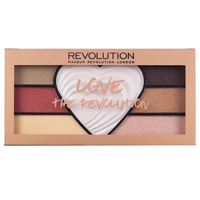پالت سایه چشم 7 رنگ رولوشن مدل Love - Revolution Highlighter And Eye Shadow Palette Love the Revolution Palette