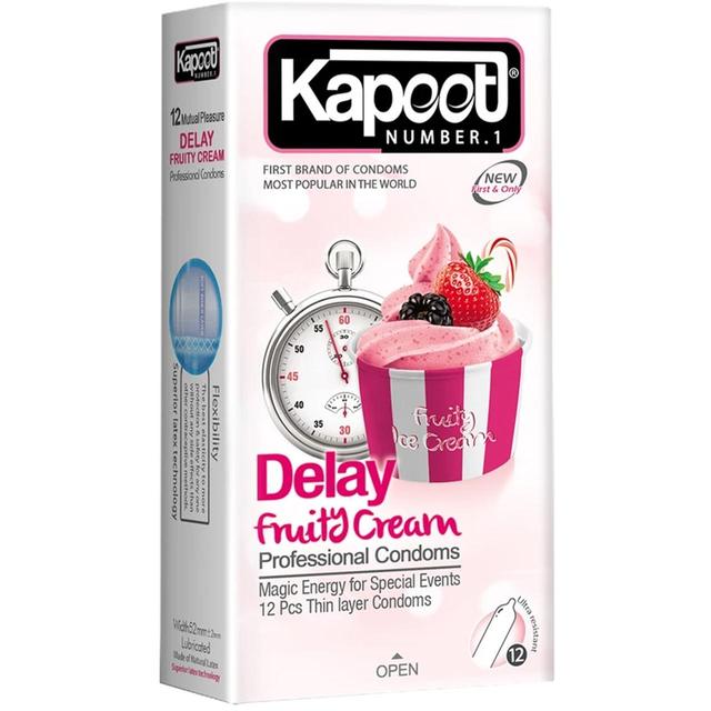 کاندوم کاپوت مدل Delay Fruity Cream بسته 12 عددي - KAPOOT Delay Fruity Cream condoms