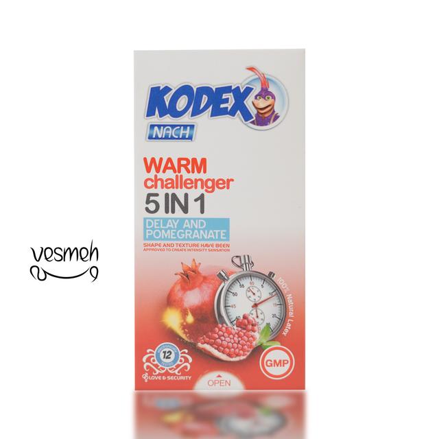 کاندوم کدکس مدل Warm Challenger 5in1 بسته 12 عددی - Kodex Warm Challenger 5in1 Condom 12PSC