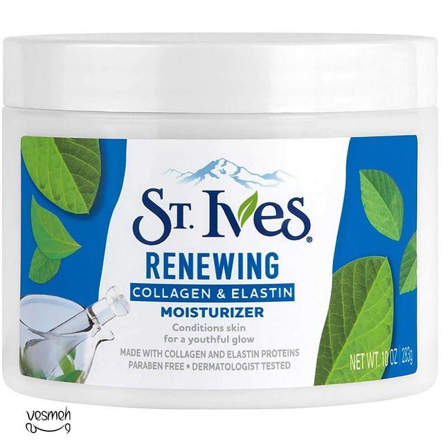 کرم مرطوب کننده و احیا کننده صورت و گردن سینت ایوز حاوی کلاژن و الاستین حجم 300 میل - St.Ives renewing moisturizer Cream