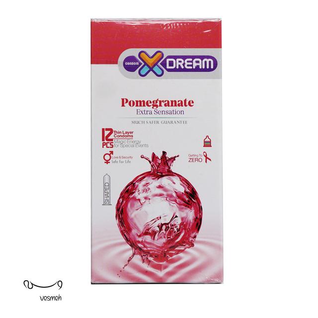 کاندوم ایکس دریم مدل انار بسته 12 عددی - X-dream Pomegranate Extra Sensation Condom 12 PCS