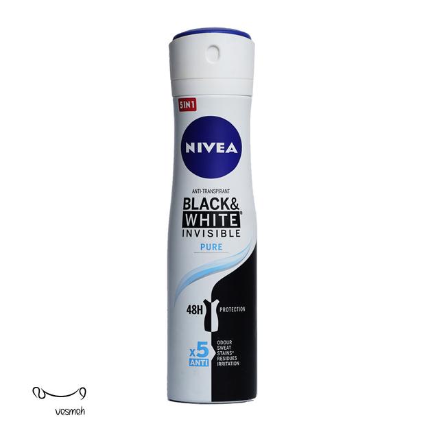 اسپری ضد تعریق زنانه نیوآ مدل black and white invisible حجم 150 میلی لیتر - Nivea black and white invisible Deodorant Body Spray 150 ml