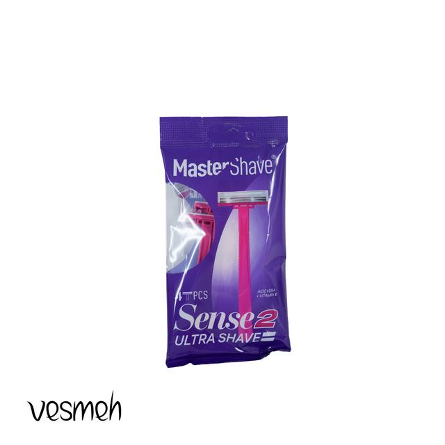 خودتراش زنانه مستر شیو دو لبه مدل sense2 بسته 4 عددی - Master Shave Women sense2 RAzor 4PCS