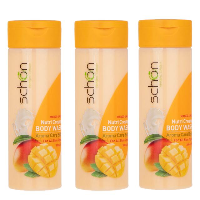 شامپو بدن شون مدل شیر و انبه حجم 300 میلی لیتر مجموعه 3 عددی - Schon Milk and Mango Body Shampoo 300 ml Triple Bundle