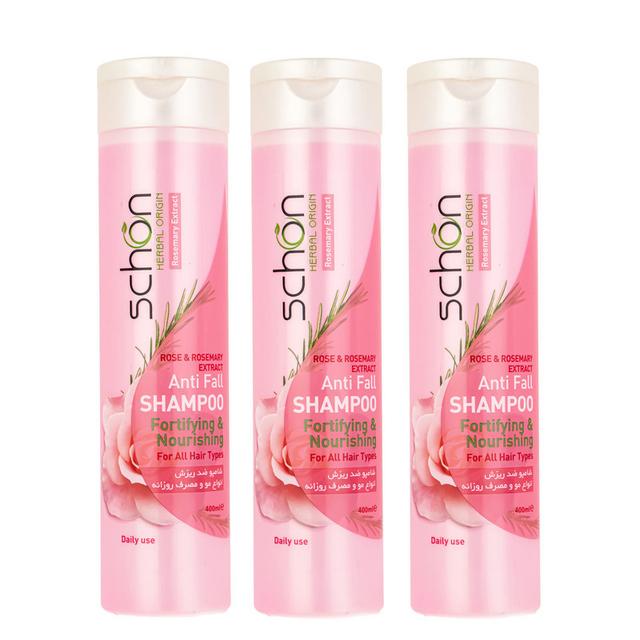 شامپو ضد ریزش مو شون مدل Rose And Rosemary حجم 400 میلی لیتر مجموعه 3 عددی - شامپو ضد ریزش مو شون مدل Rose And Rosemary حجم 400 میلی لیتر مجموعه 3 عددی