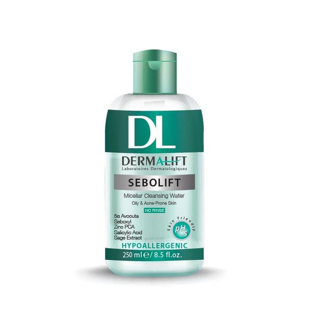 محلول پاک کننده آرایش صورت درمالیفت مدل SEBOLIFT حجم 250 میلی لیتر - Dermalift Sebolift Micellar Water 250ML