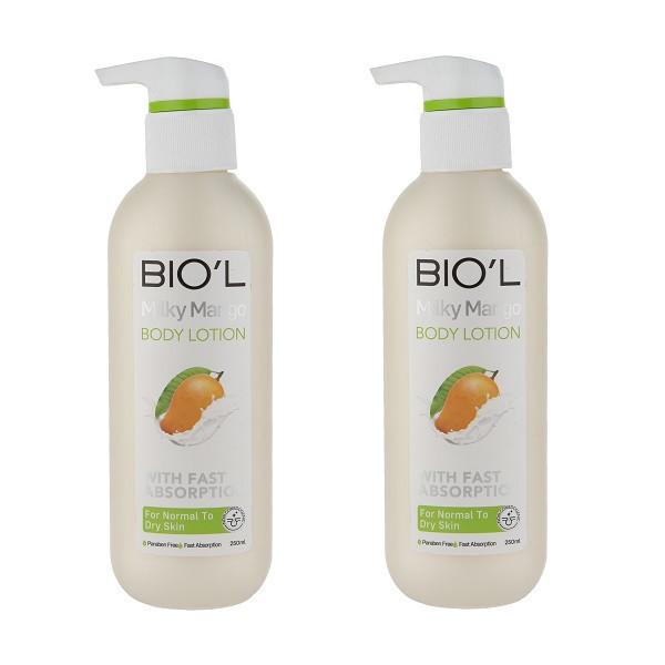 لوسیون بدن بیول مدل شیر و انبه حجم 250 میلی لیتر بسته 2 عددی - Biol Milky Mango Body Lotion 250ml Bundle