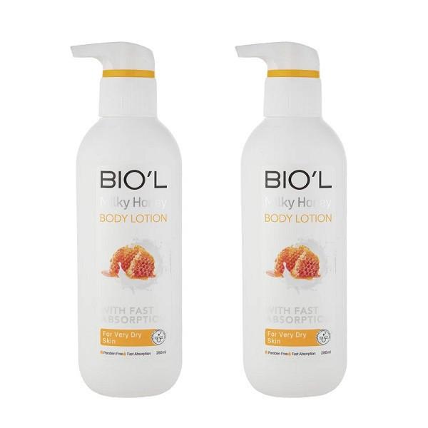 لوسیون بدن بیول مدل شیر و عسل حجم 250 میلی لیتر بسته 2 عددی - Biol Milky Hony Body Lotion 250ml Bundle