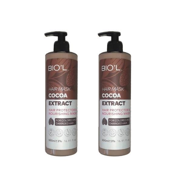 ماسک مو بیول مدل کاکائویی حجم 500 میلی لیتر بسته 2 عددی - Biol Cocoa Hair Mask 500 ml 2pcs Bundle
