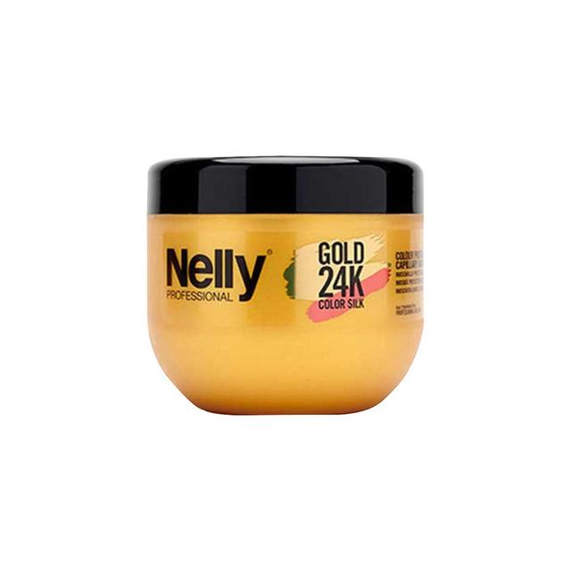 ماسک مو نلی مدل کالر سیلک گلد 24K حجم 500 میلی لیتر - nelly gold 24k colour silk hair cokour protector capillary mask 500 ml