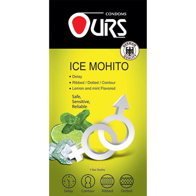 کاندوم اورز مدل Ice Mohito بسته 12 عدد - Ours Ice Mohito Lemon Condom 12PCS