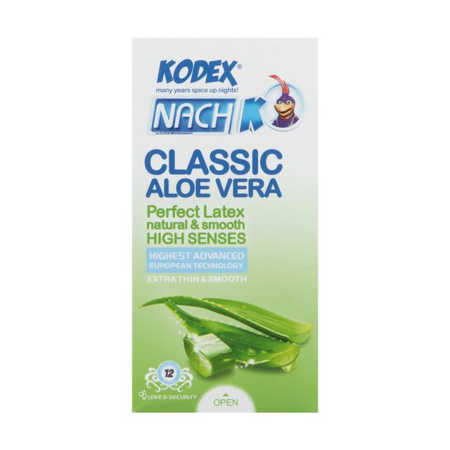 کاندوم ناچ کدکس مدل آلوئه ورا بسته 12 عددی - KODEX ALOEVERA CONDOM 12 PCS